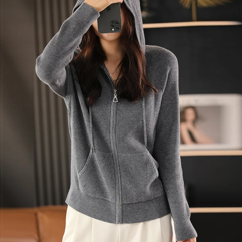 Raina Ribbed Hood Cardigan