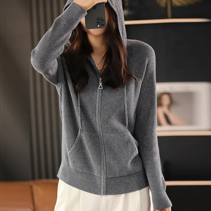 Raina Ribbed Hood Cardigan