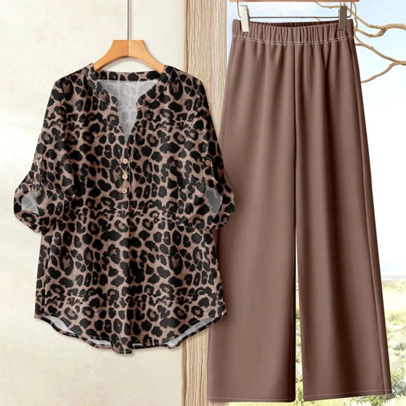 Madison Printed Loose Top Wide Leg Pants Set