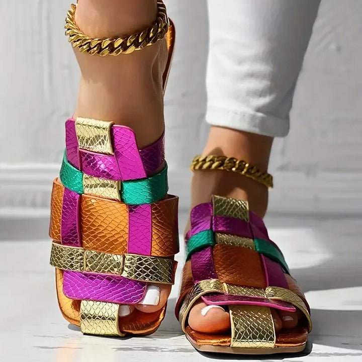 Zaria Woven Mosaic Flat Sandals