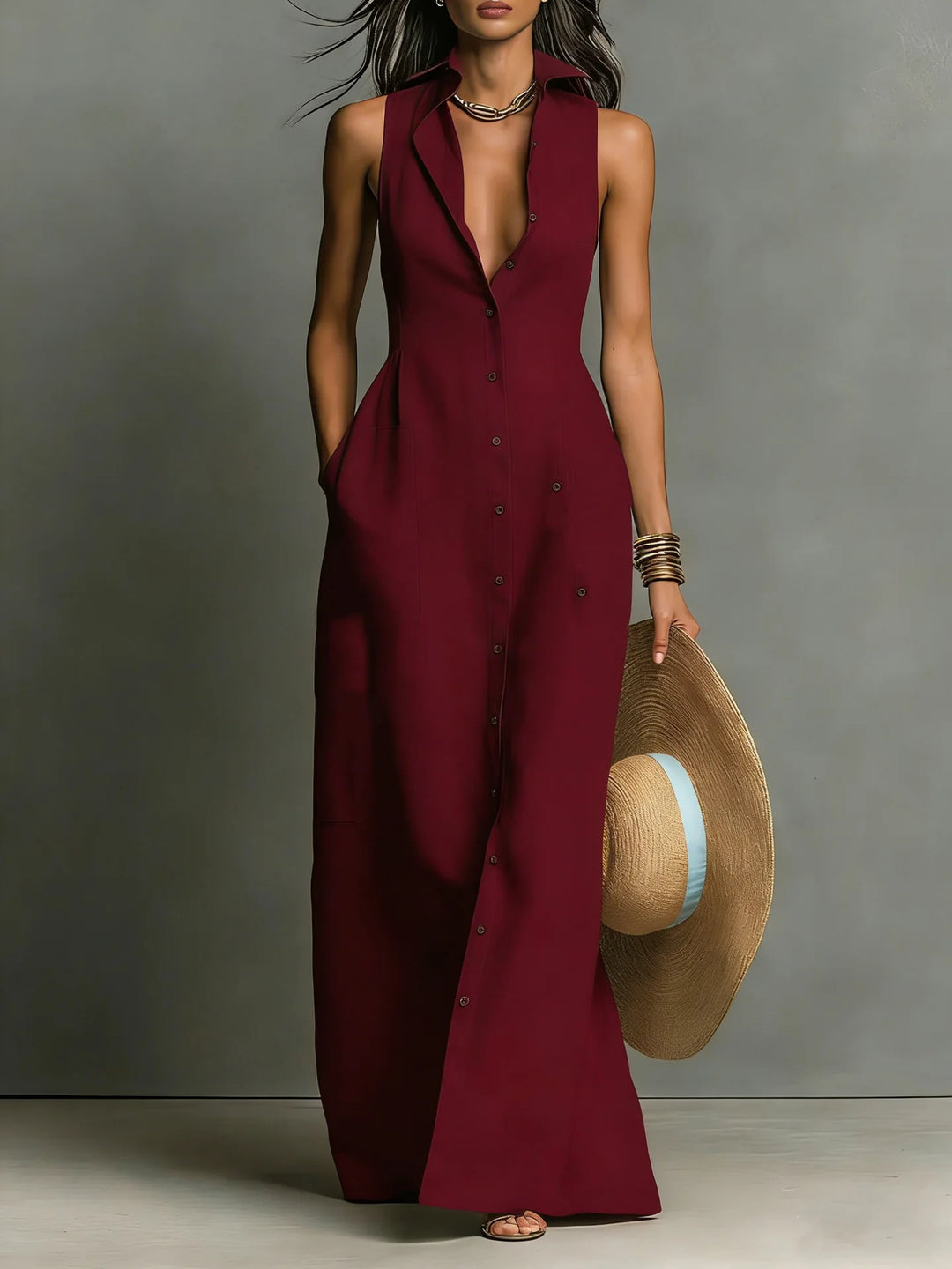 Valeria Elegant Lapel Shirt Dress