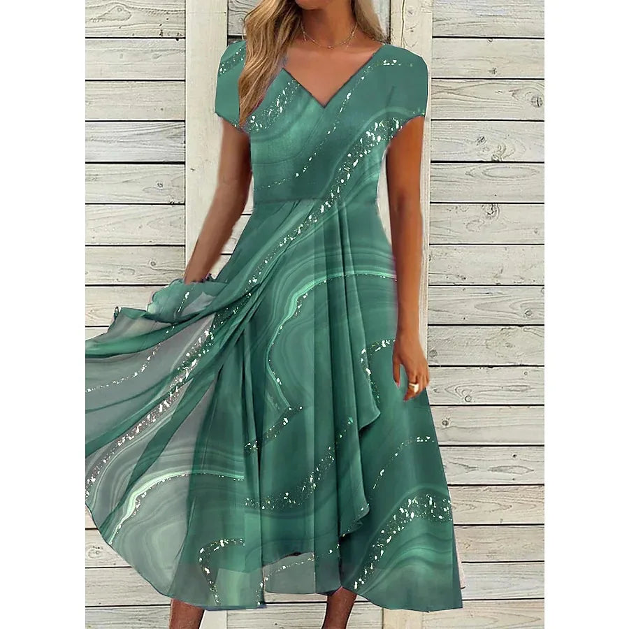 Jane Casual V Neck Midi Dress