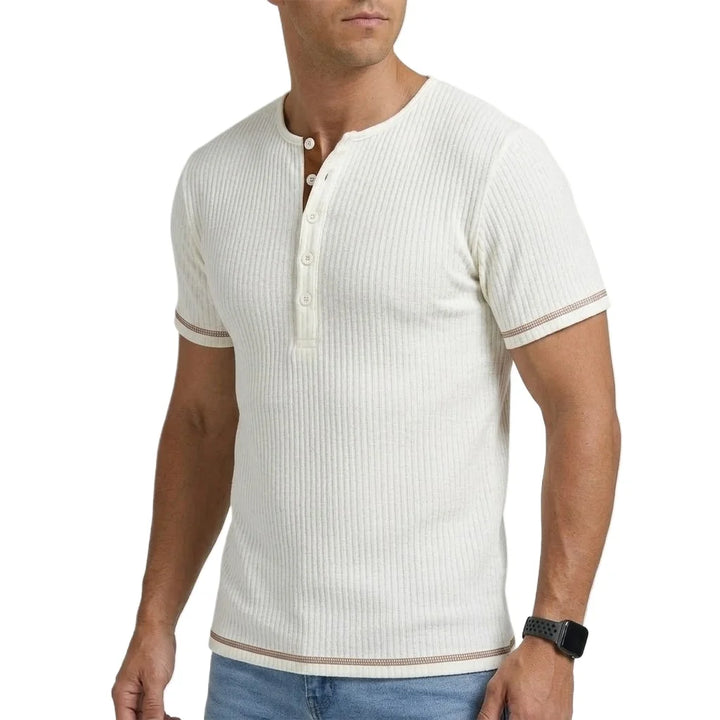 Asher Ribbed Henley T Shirt