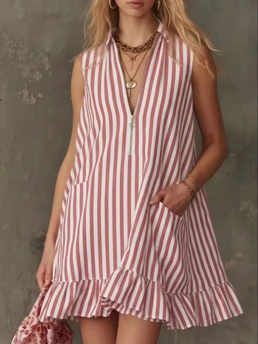 Audrey Striped Pocket Mini Dress