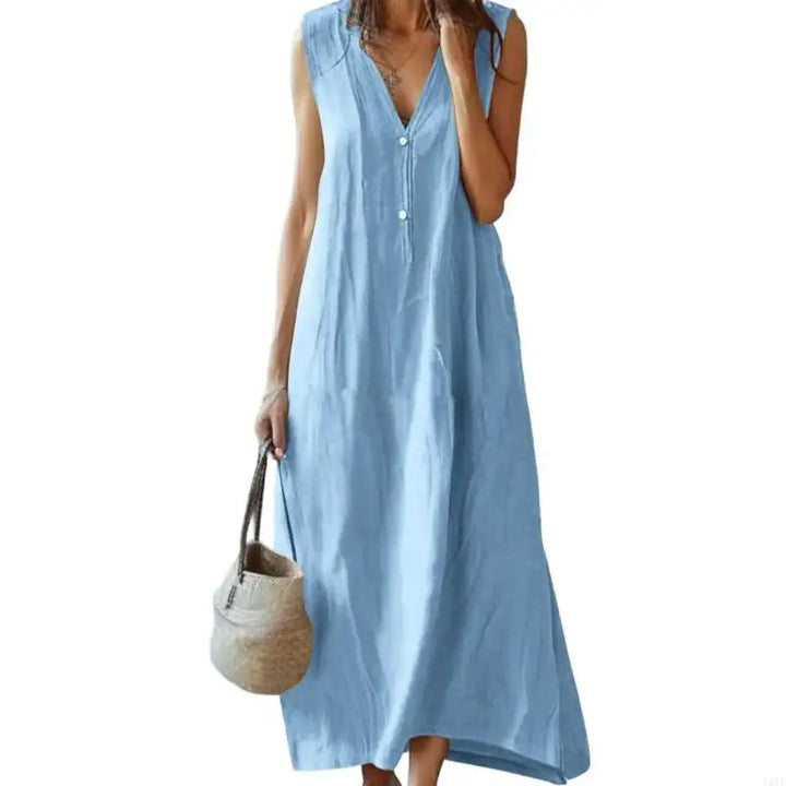 Aurielle Relaxed Linen Maxi Dress