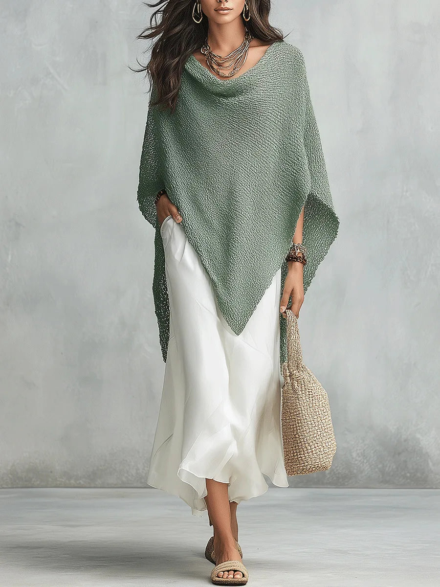 Delaney Knit Poncho Maxi Dress Set