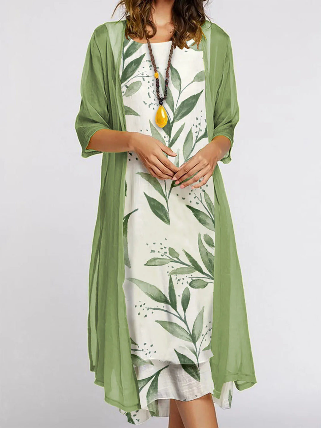 Kia Floral Cardigan Midi Dress