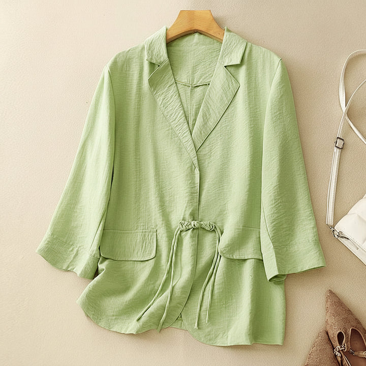 Amelie Drawstring Linen Blazer