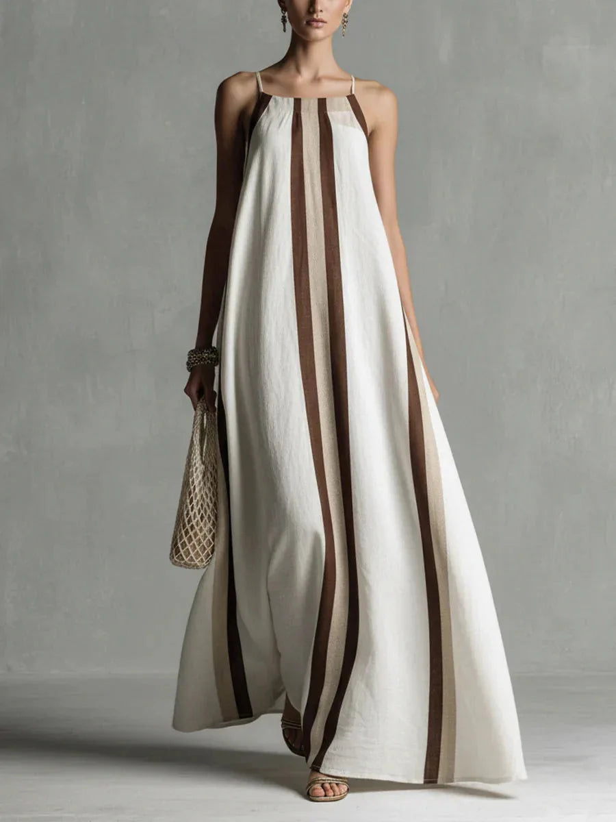 Beatrice Comfortable Striped Sleeveless Maxi Dress