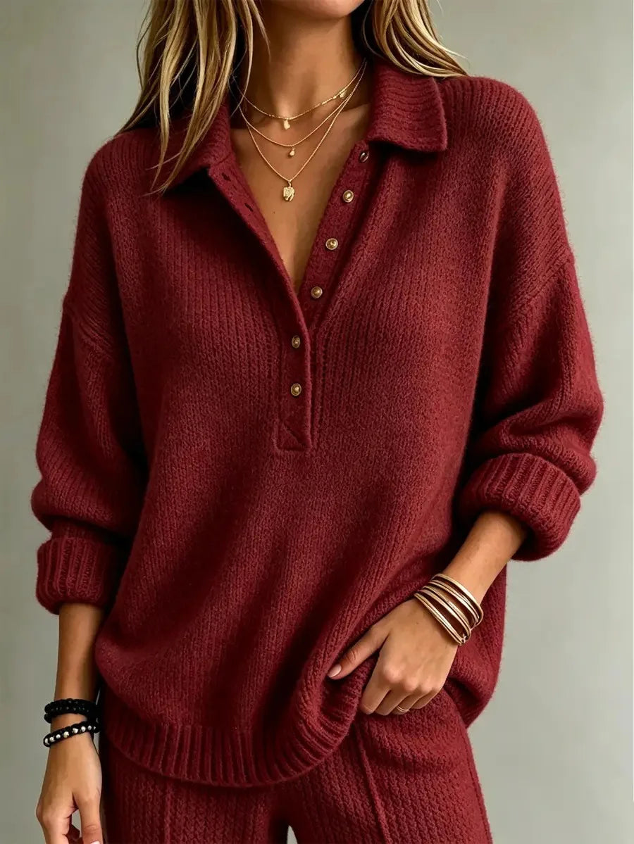 Tessa Button Neck Polo Sweater
