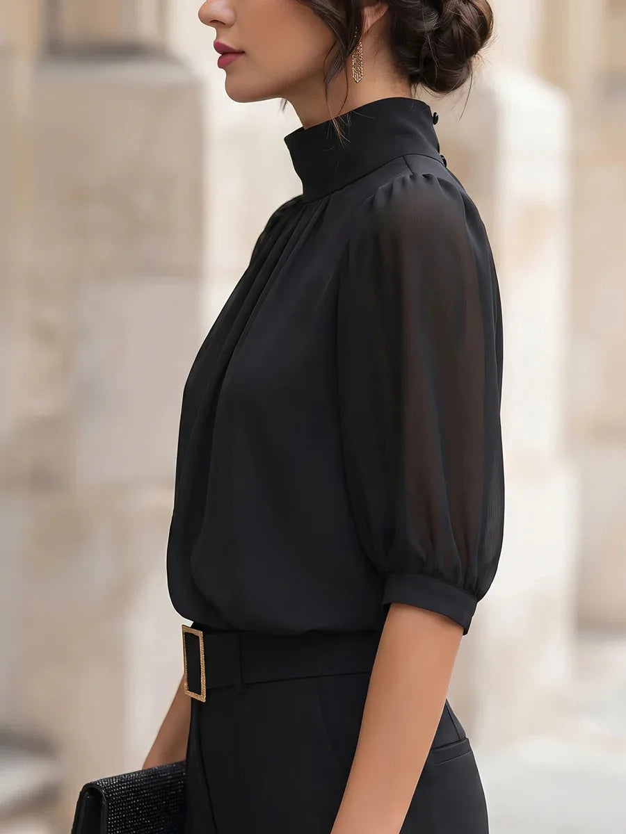 Emery Pleated Chiffon Blouse