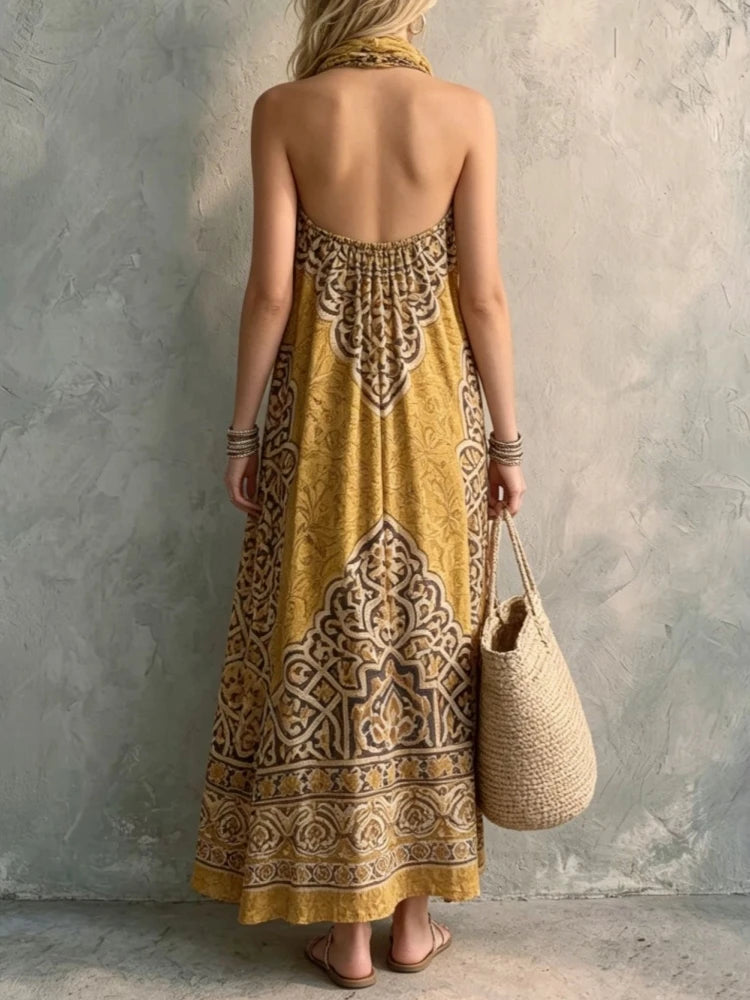 Sahara Bohemian Halter Maxi Dress