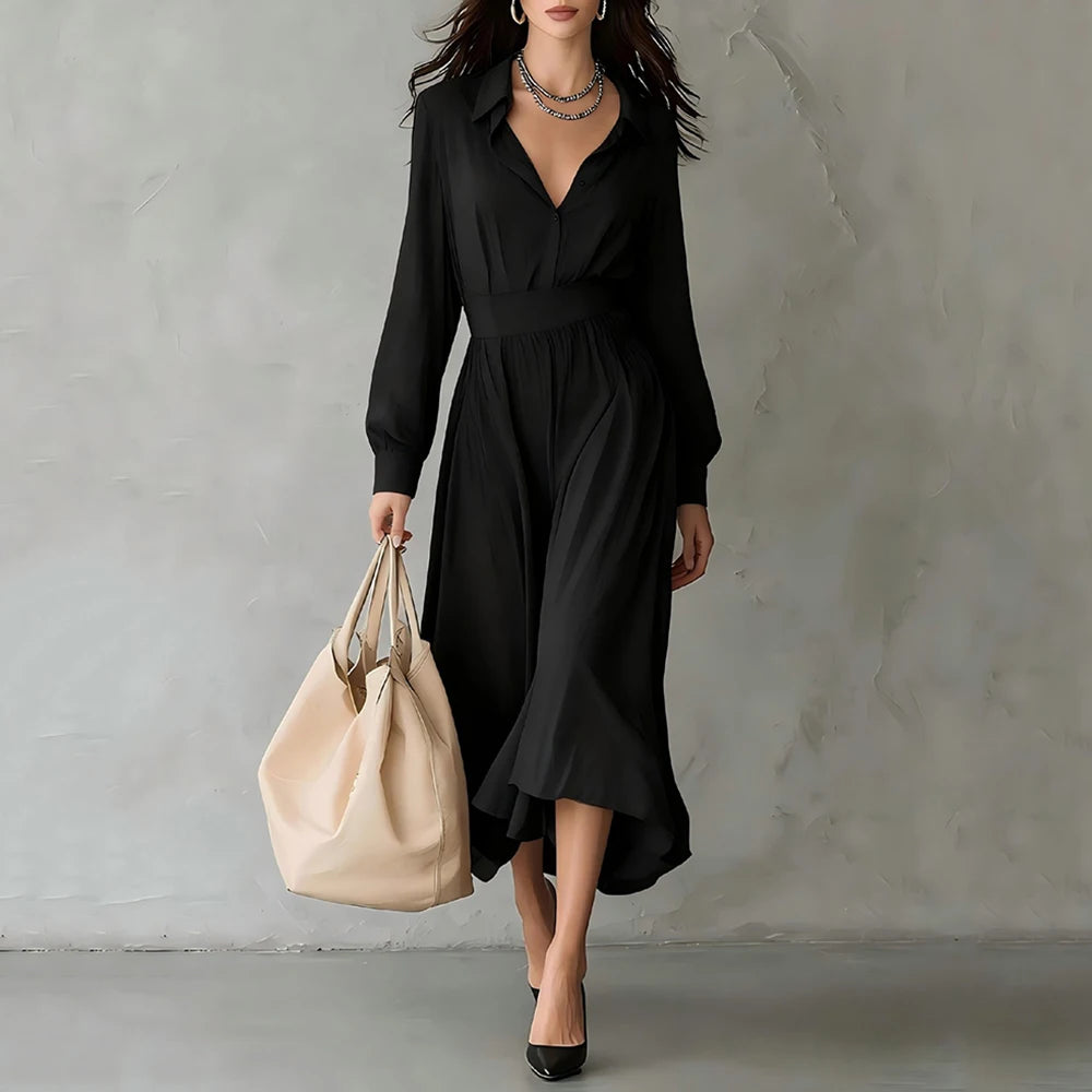 Chloe Pleated Shirt Midi Dress