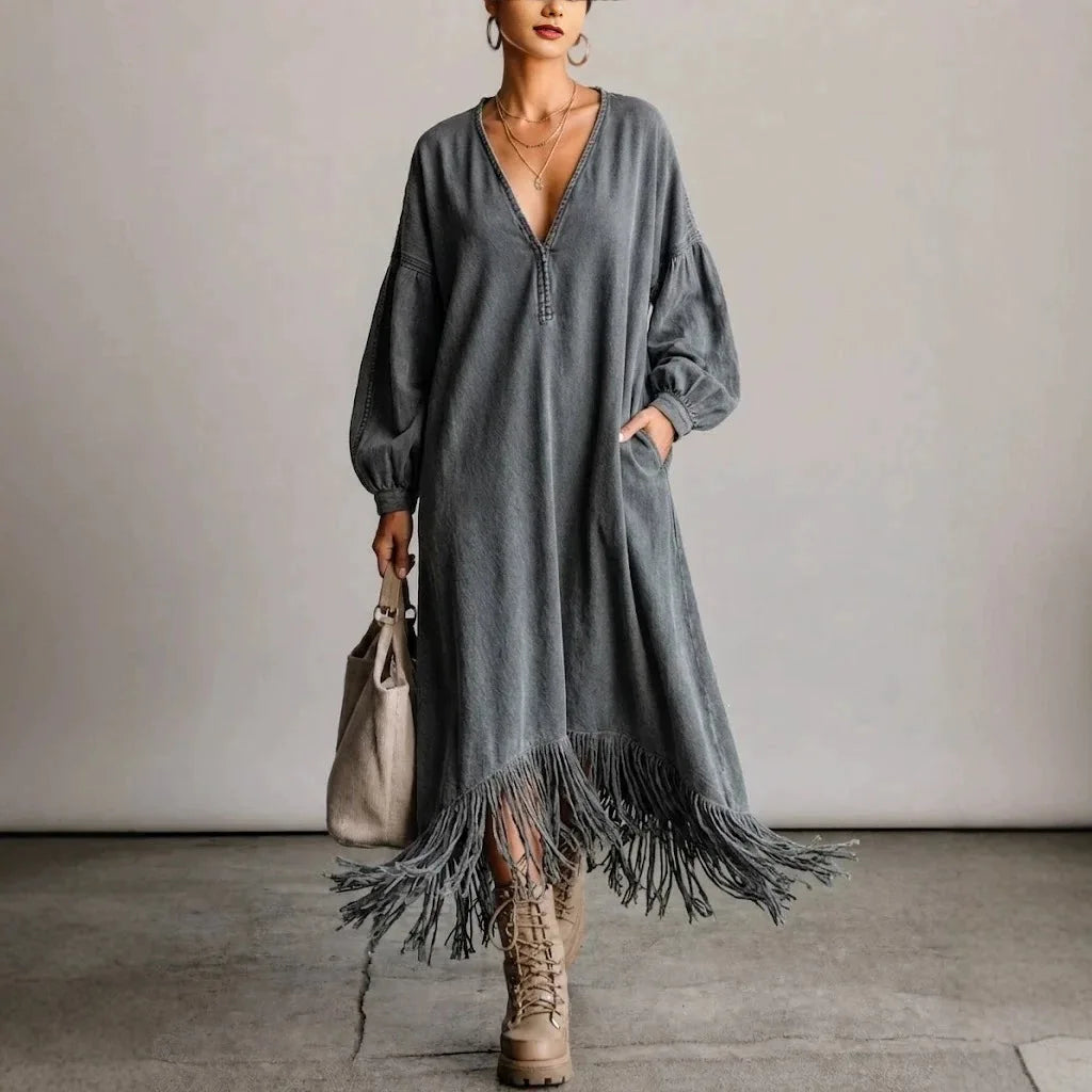 Marlowe V-Neck Fringe Dress