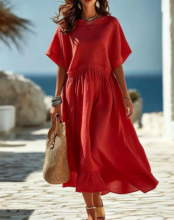 Avery Casual Ruffle Hem Maxi Dress