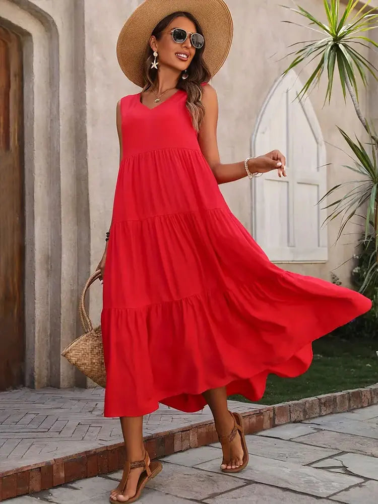Rosalie Sleeveless Tiered Maxi Dress