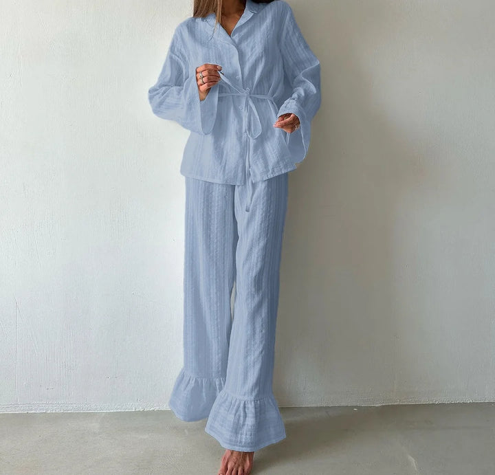 Caitlin Ruffle Trim Pajama Set