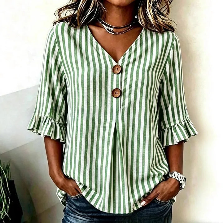 Hazel Striped Ruffle Sleeve Blouse