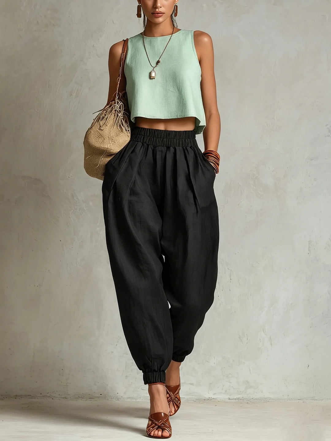 Ashley Elastic Waist Harem Trousers
