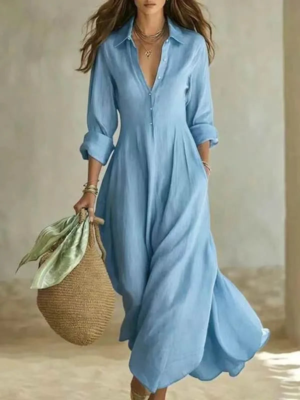 Sandy Breathable Maxi Shirt Dress