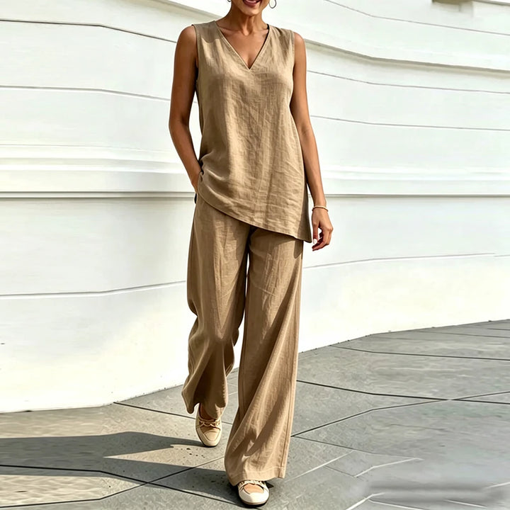 Ruby Sleeveless Blouse and Loose Pants Set