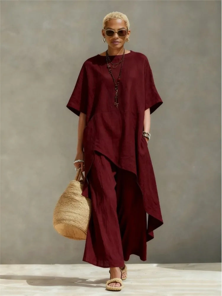 Marlowe Relaxed Fit Asymmetrical Top Set