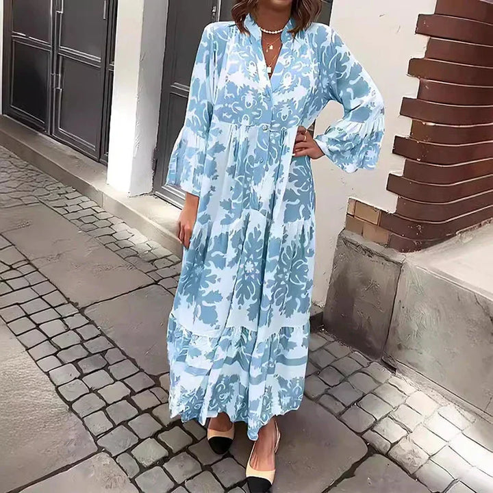 Avira Boho Printed Long Sleeve Midi Dress