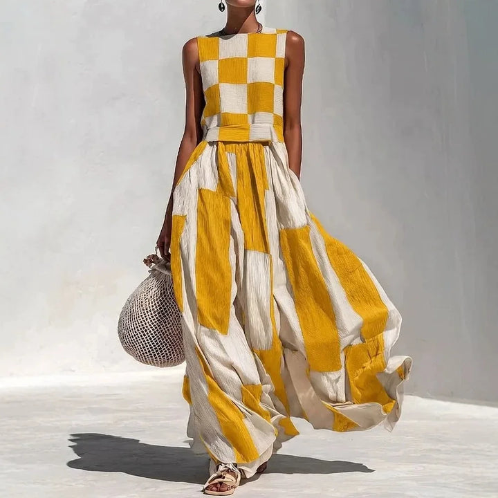 Colette Geometric Patchwork Maxi Dress