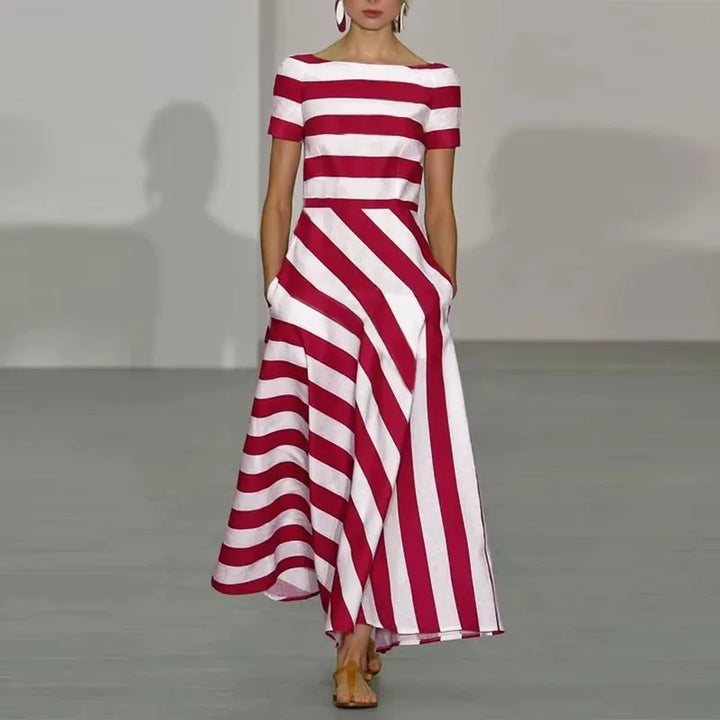 Faith Striped Boat Neck Maxi Dress