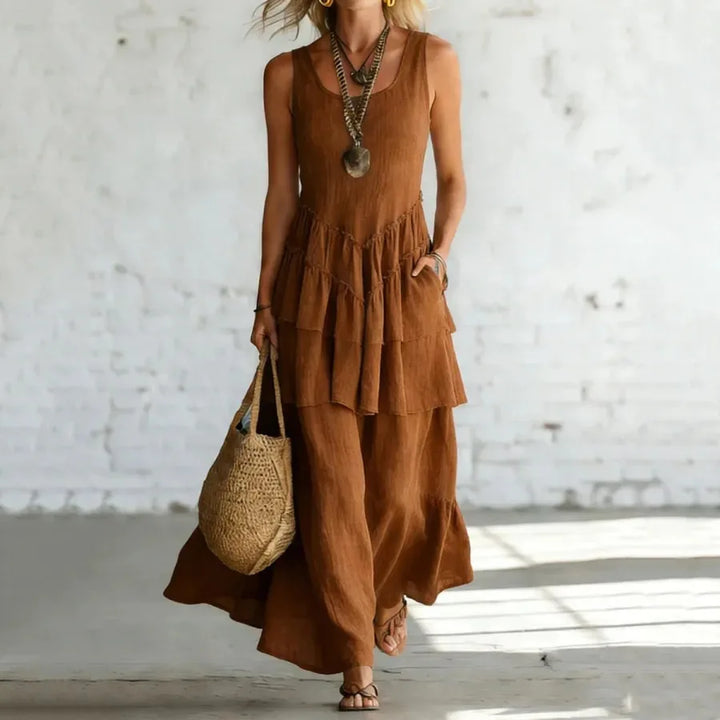 Ophelia Linen Layered Long Dress