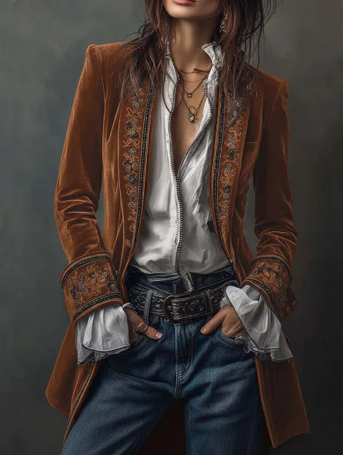 Vivienne Embroidered Velvet Blazer