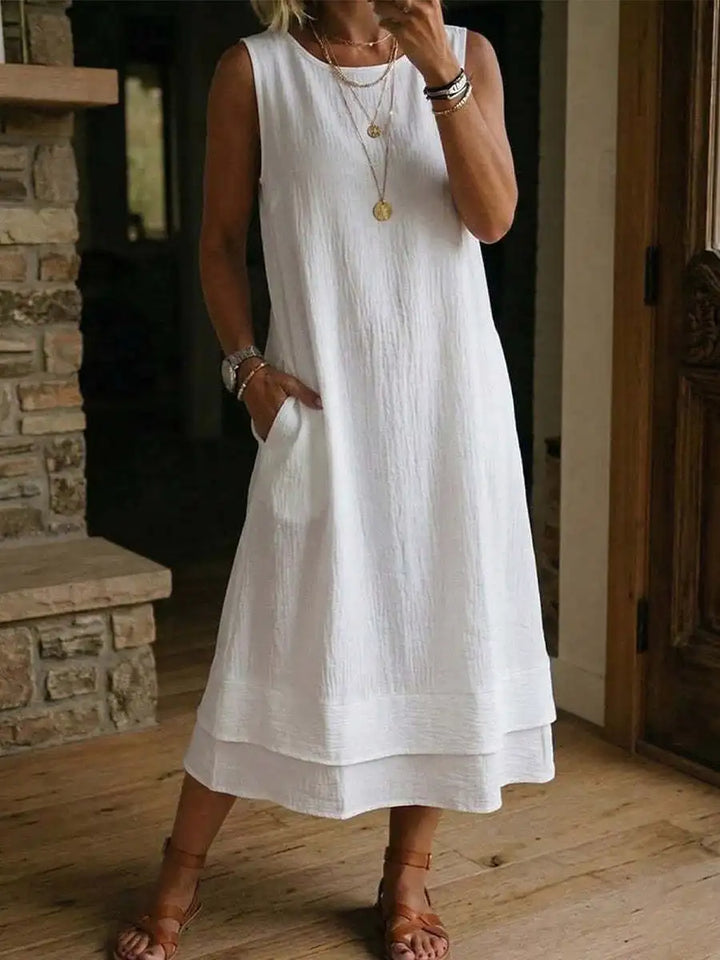 Rosabel Effortless Sleeveless Tunic Midi Dress
