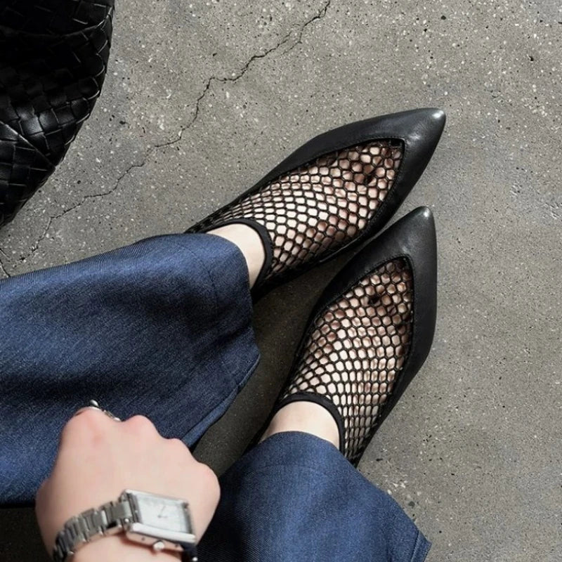 Noelle Pointed Toe Mesh Flats