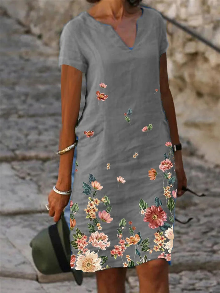 Christina Floral V Neck Mini Dress