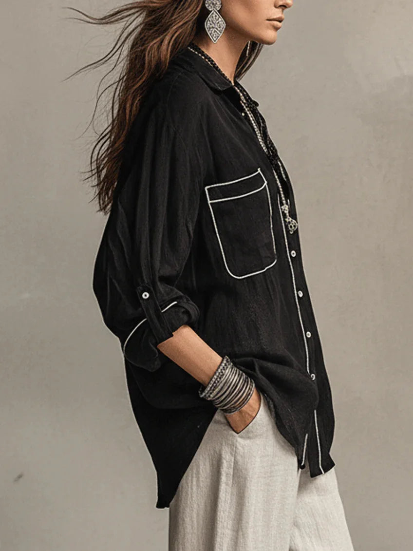 Abigail Casual Linen Blend Blouse