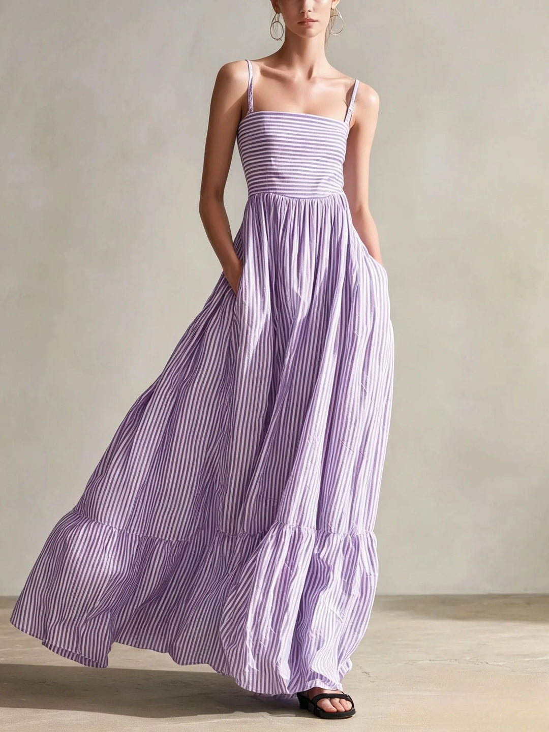 Cassidy Striped Tiered Maxi Dress