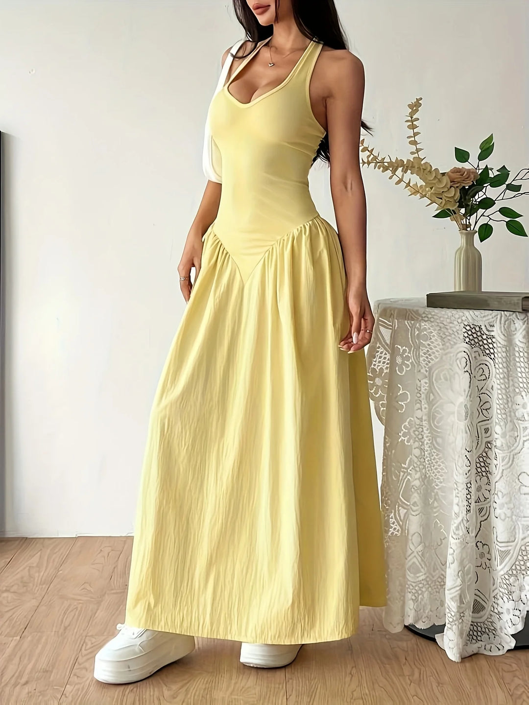Lila V Neck Flare Maxi Dress