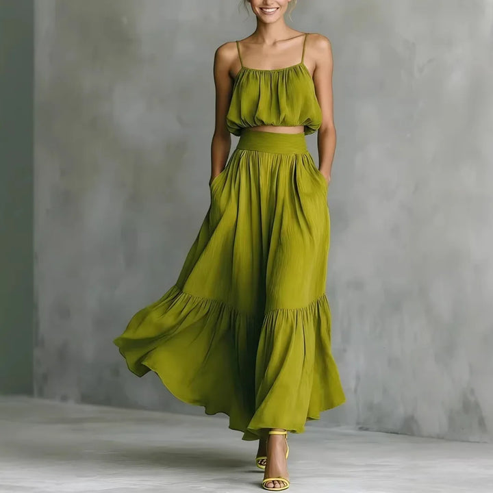 Harper Flowy Crop Top Skirt Set
