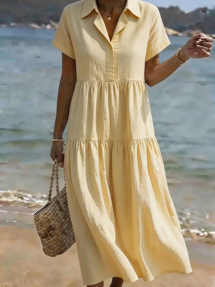 Willa Relaxed Tiered A Line Midi Shirt Dress