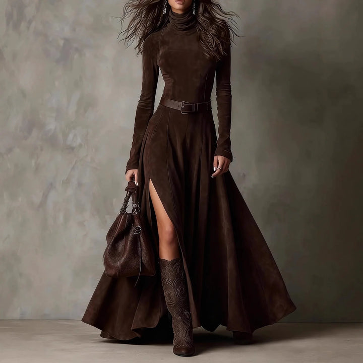 Helena Turtleneck Slit Maxi Dress
