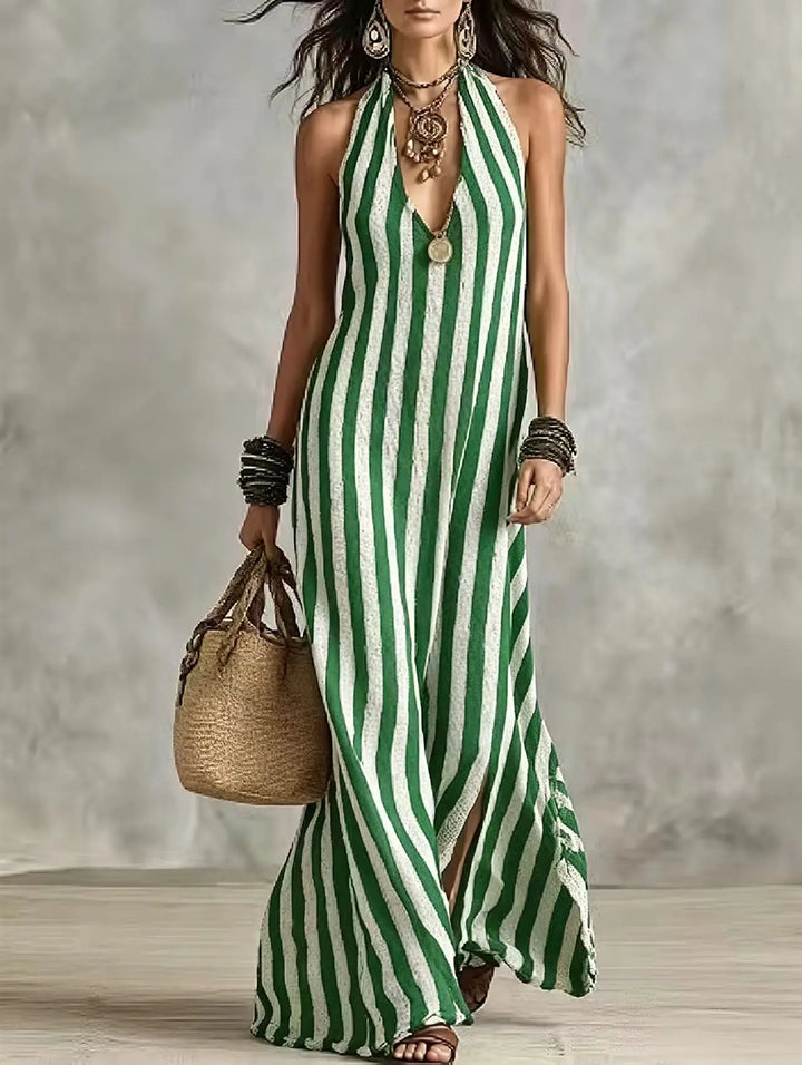 Serena Striped Halter Maxi Dress
