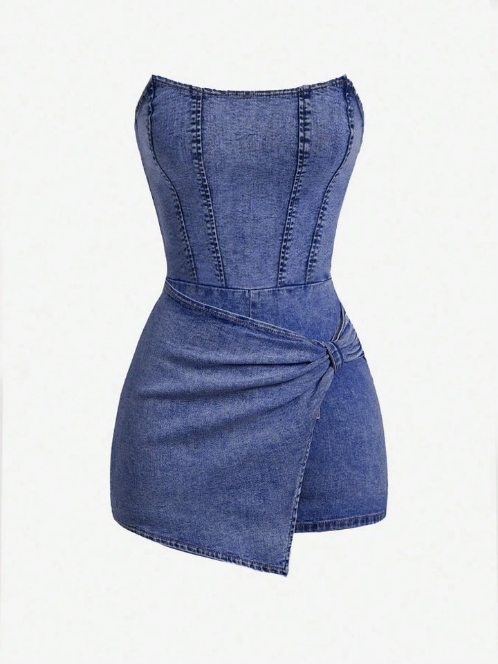 Talia Wrap Front Denim Dress