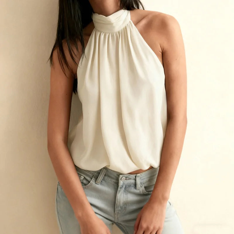 Sienna Halter Neck Ruched Tank Top