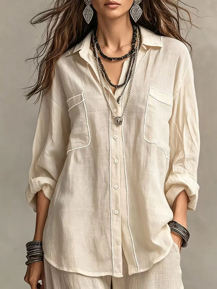 Abigail Casual Linen Blend Blouse