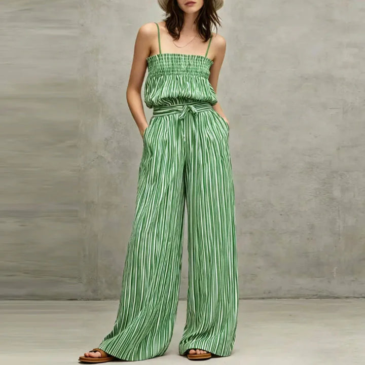 Quinn Striped Smocked Wide Leg Pants Set