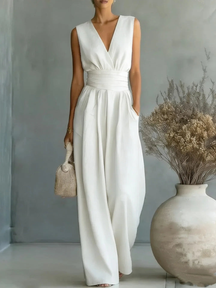 Lily Sleeveless V Neck Jumpsuit
