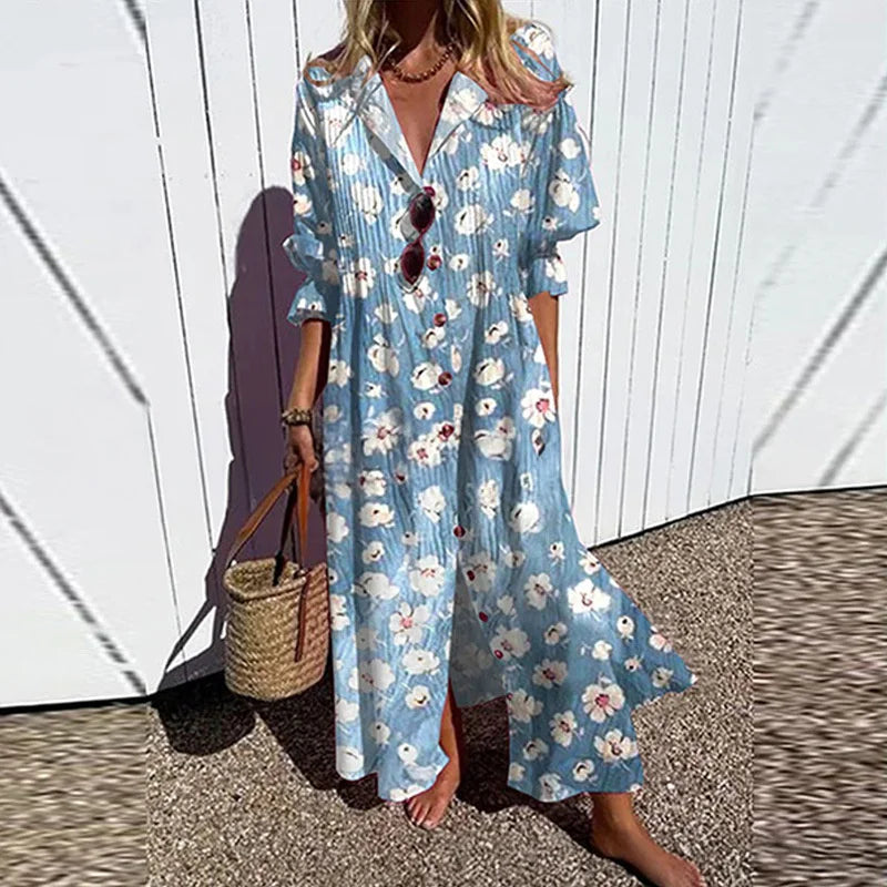 Freya Printed Maxi Shirt Dress