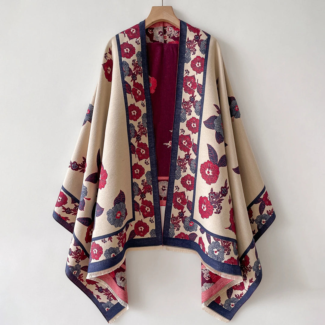 Elowen Warm Floral Cashmere Shawl
