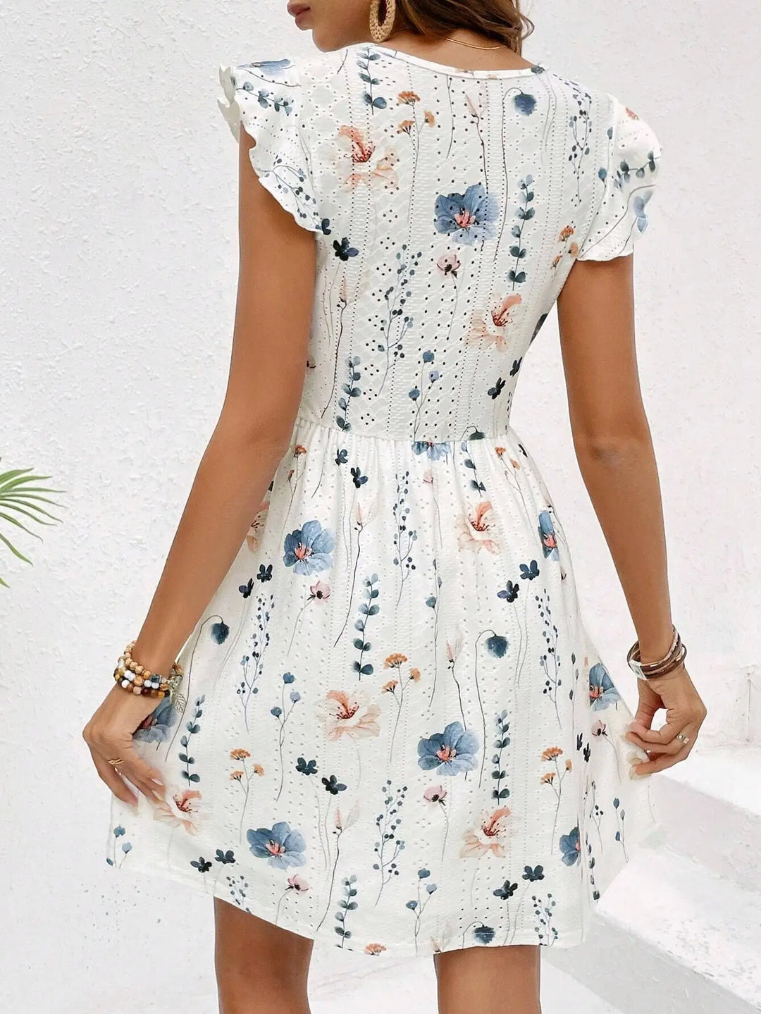 Iris Floral Lace V Neck Mini Dress