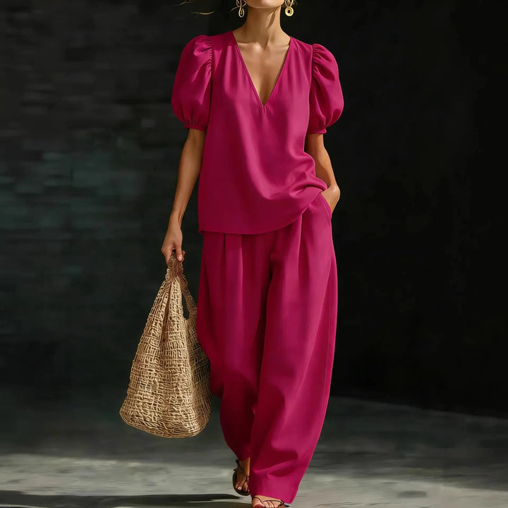 Kayla Puff Sleeve Wide Leg Set